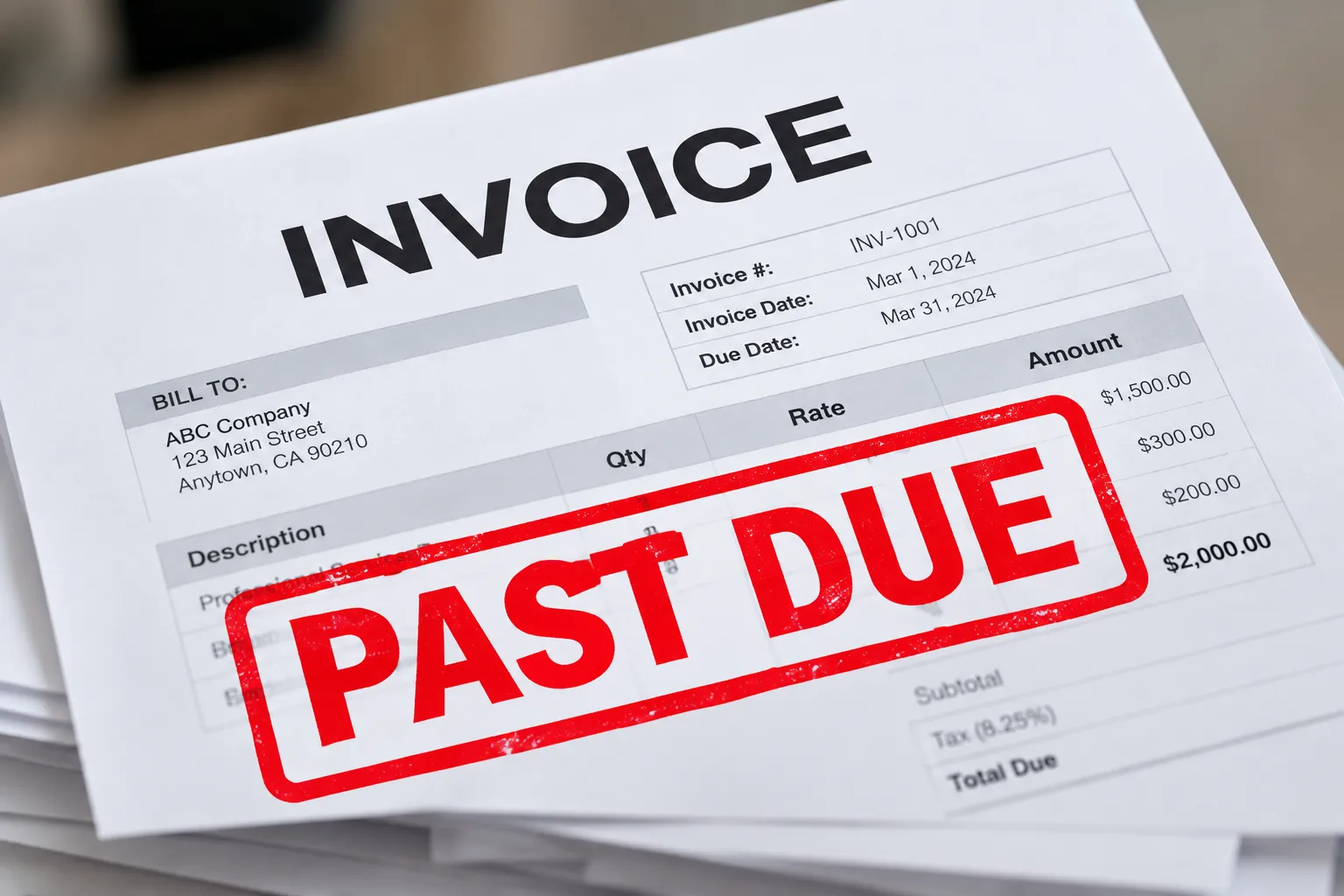 Unpaid invoices