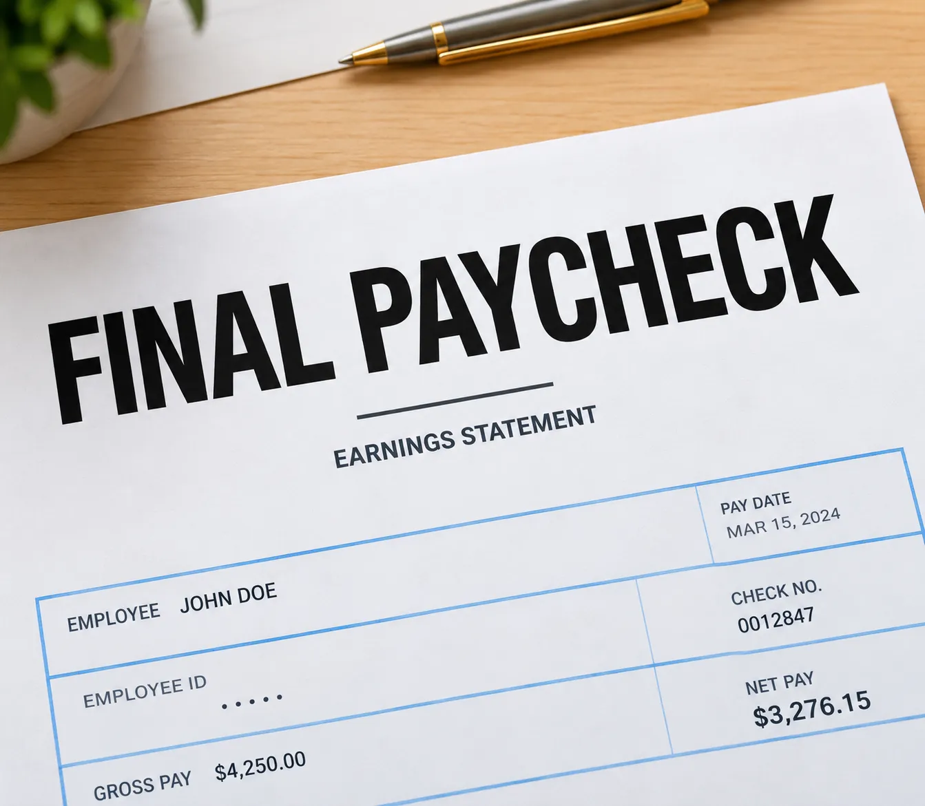 Final paycheck violations / wage theft