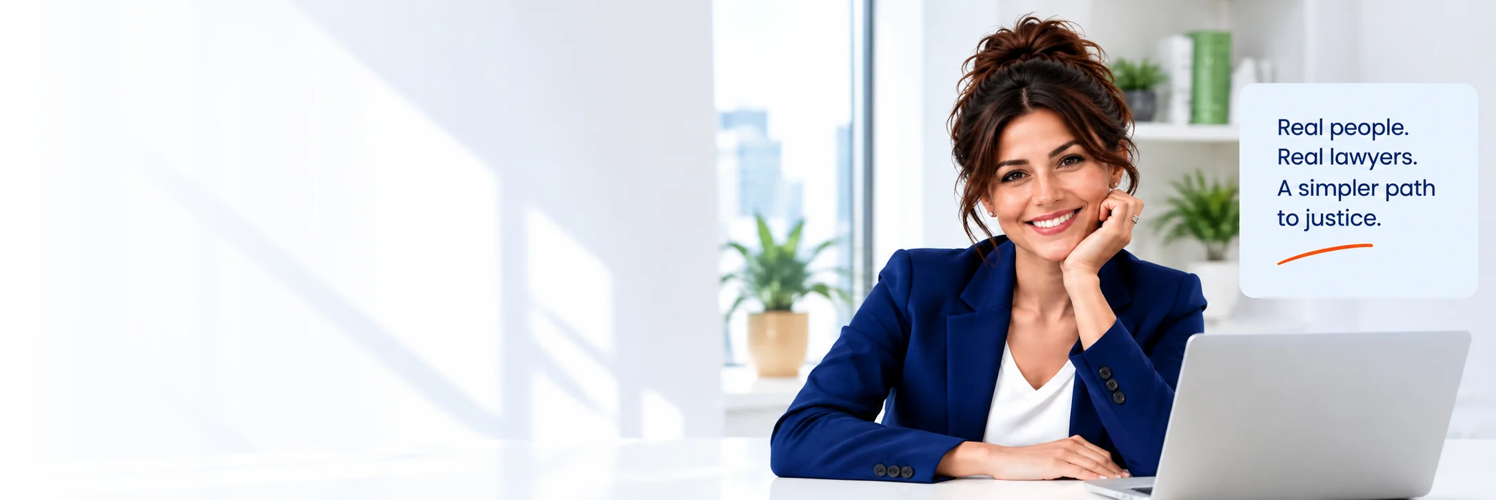 A SueEasy attorney at her desk: real people, real lawyers, a simpler path to justice
